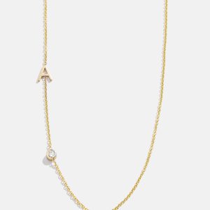 Maya Brenner Monogram Necklace with Diamond - Gold