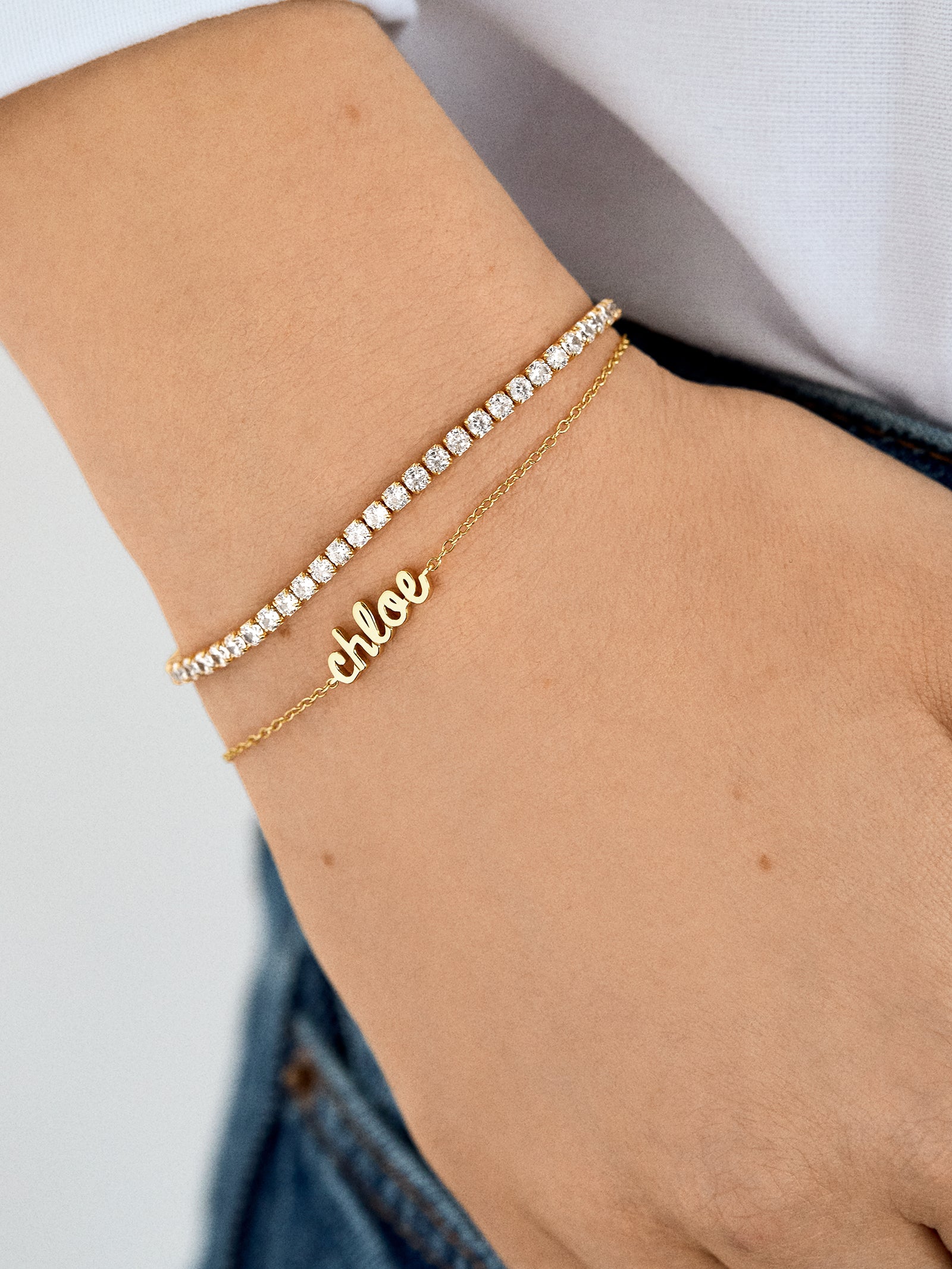 18K Gold Custom Nameplate Bracelet - 18K Gold - Image 2