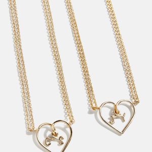 Wired Heart Custom Initial Necklace - Gold