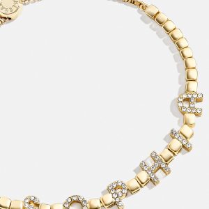 Custom Nameplate Tennis Bracelet - Gold/Pav??