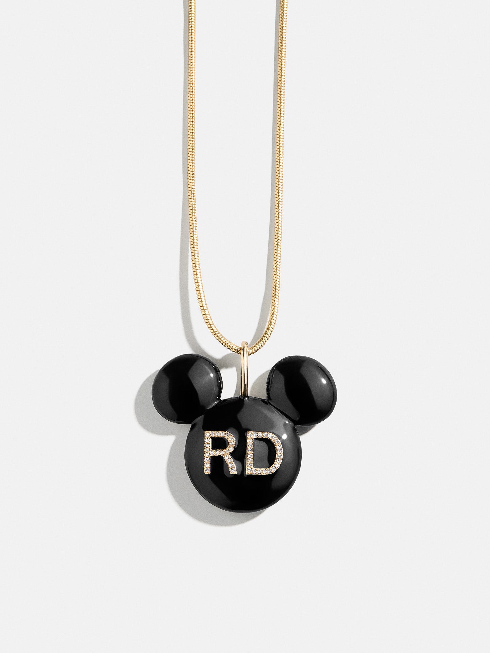 Disney Mickey Mouse Enamel Custom Initial Necklace - Black