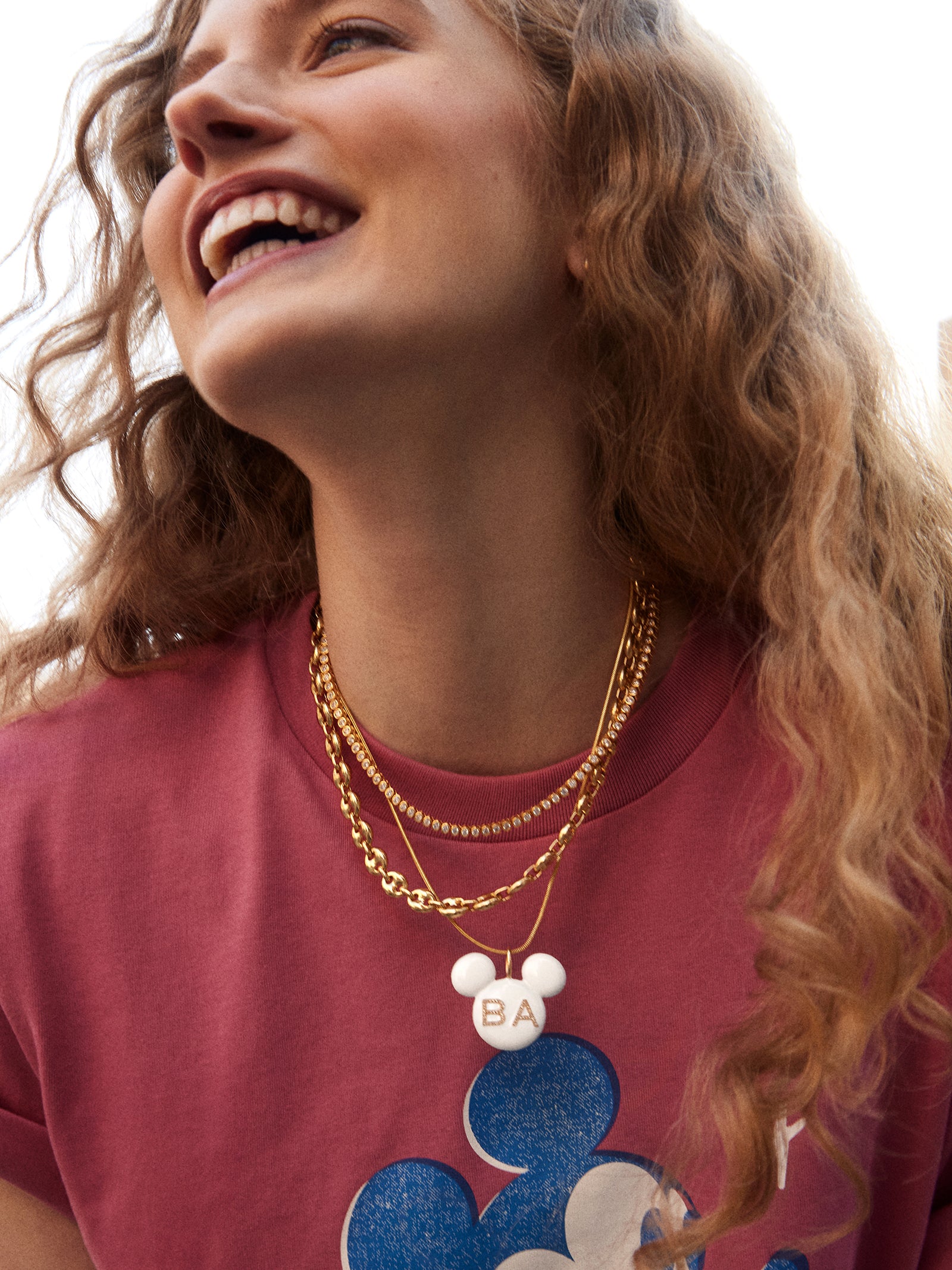 Disney Mickey Mouse Enamel Custom Initial Necklace - White - Image 2