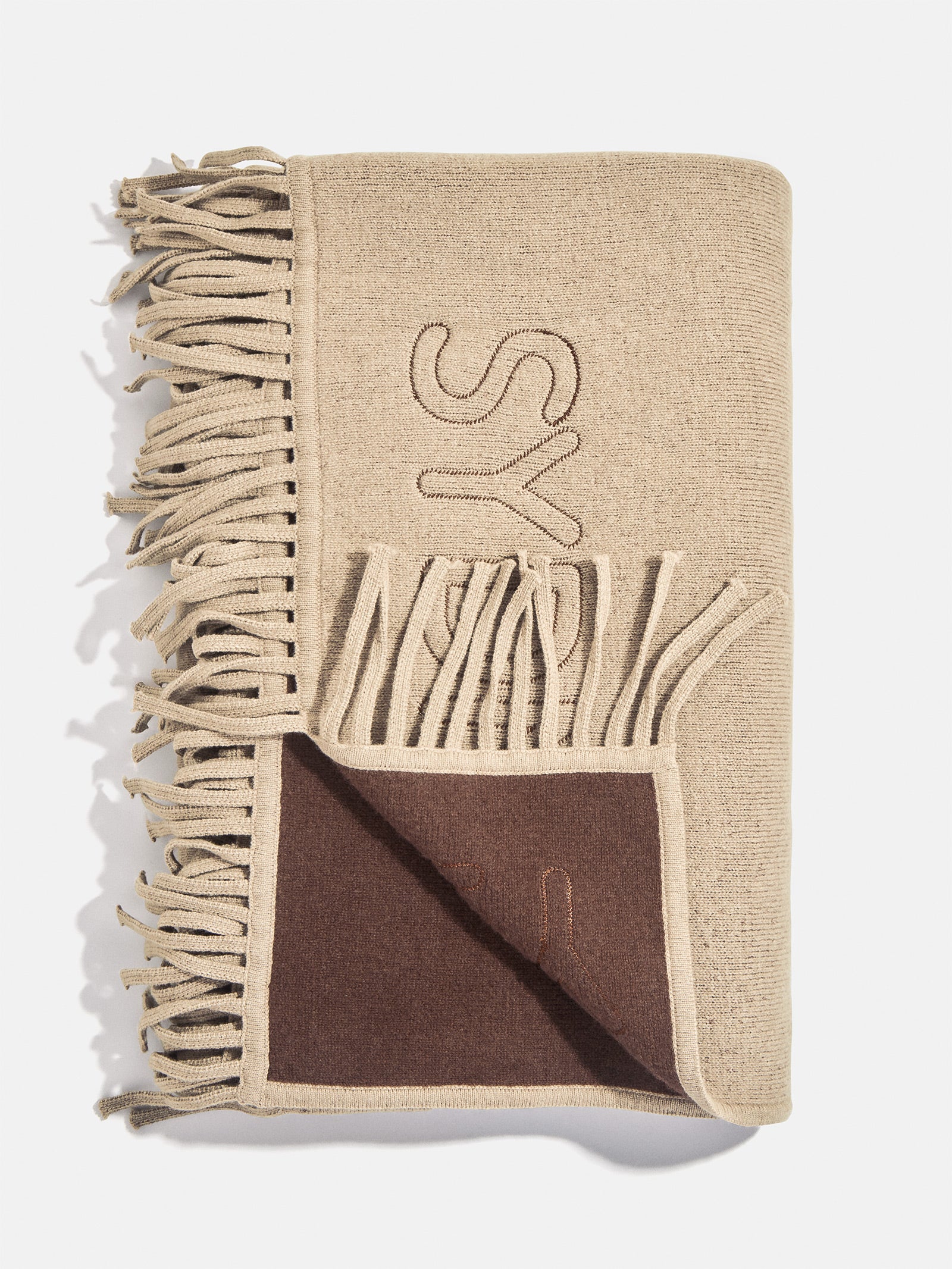 Pure Merino Wool Custom Blanket - Tan Sand/Chocolate Brown - Image 4