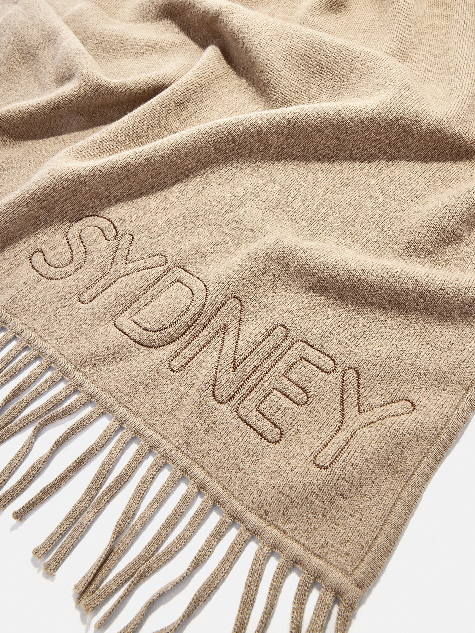 Pure Merino Wool Custom Blanket - Tan Sand/Chocolate Brown - Image 3