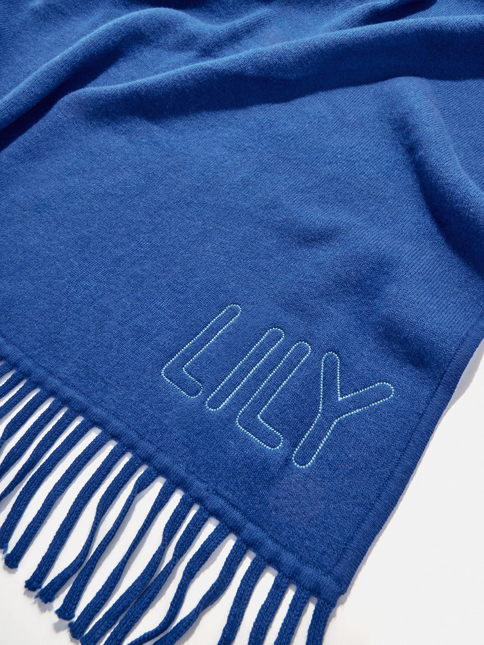 Pure Merino Wool Custom Blanket - Royal Blue/Sky Blue - Image 3