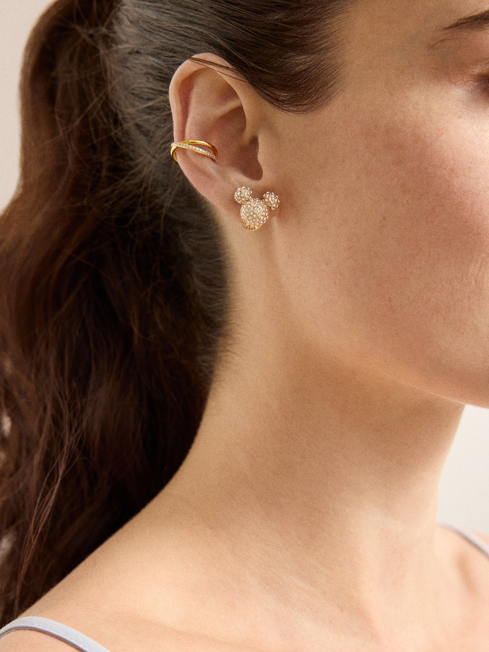 Disney Mickey Mouse Reversible Stud Earrings - Gold/Pav?? - Image 4