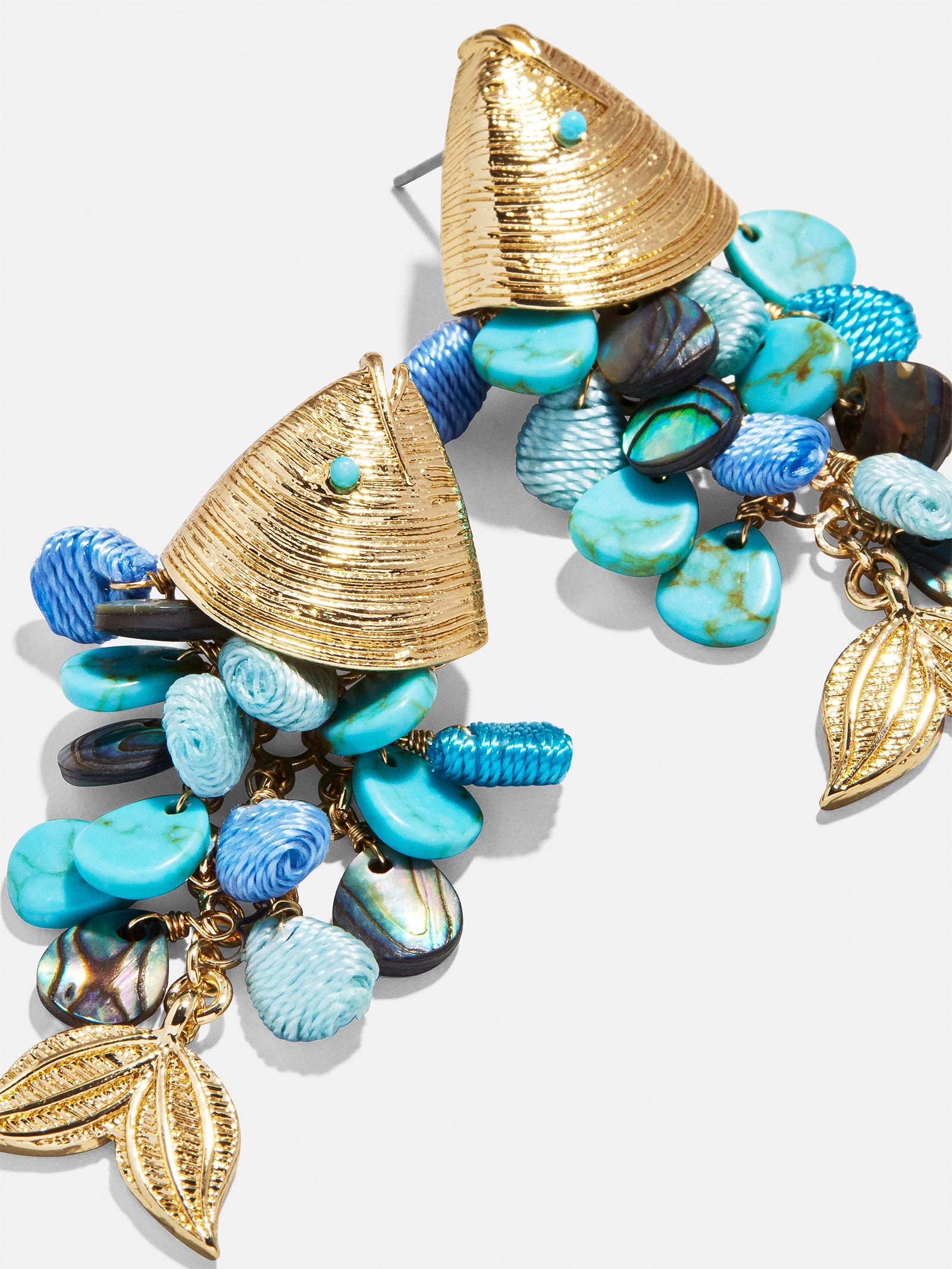 Ripple Effect Fish Earrings - Gold/Turquoise - Image 3