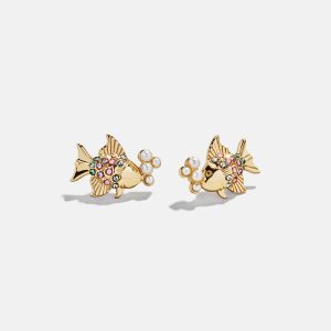 High Tide Fish Earrings - Gold/Multi