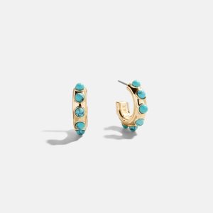 Mariana Semi-Precious Huggie Earrings - Gold/Turquoise
