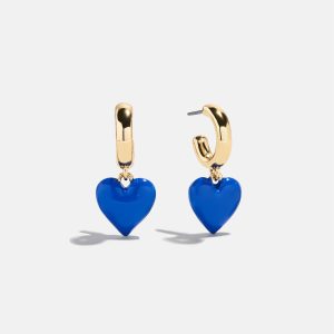 Game Day Heart Drop Earrings - Blue
