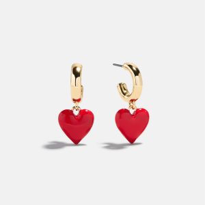 Game Day Heart Drop Earrings - Red