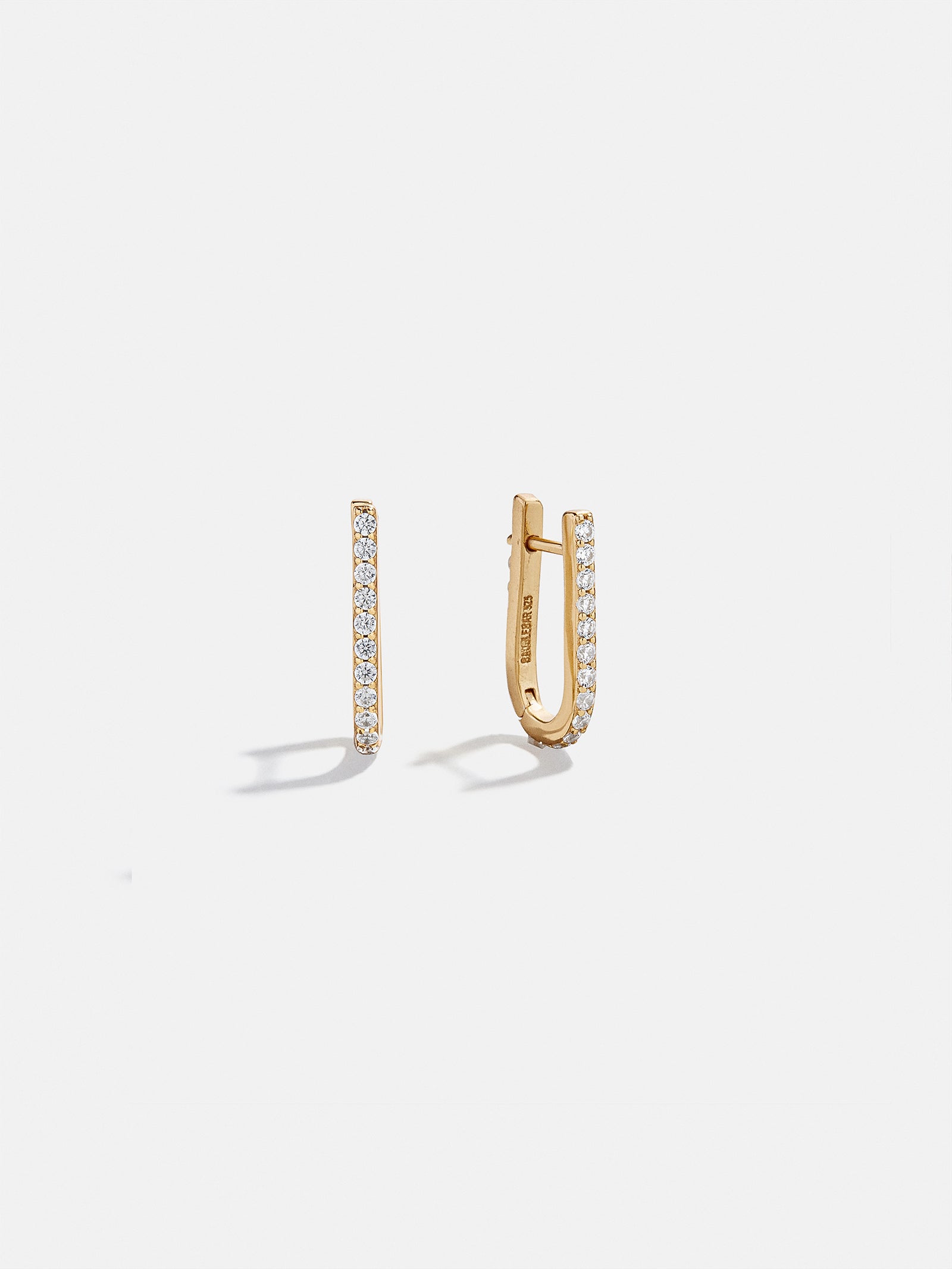 Elise 18K Gold Paperclip Earrings - Gold/Pav??