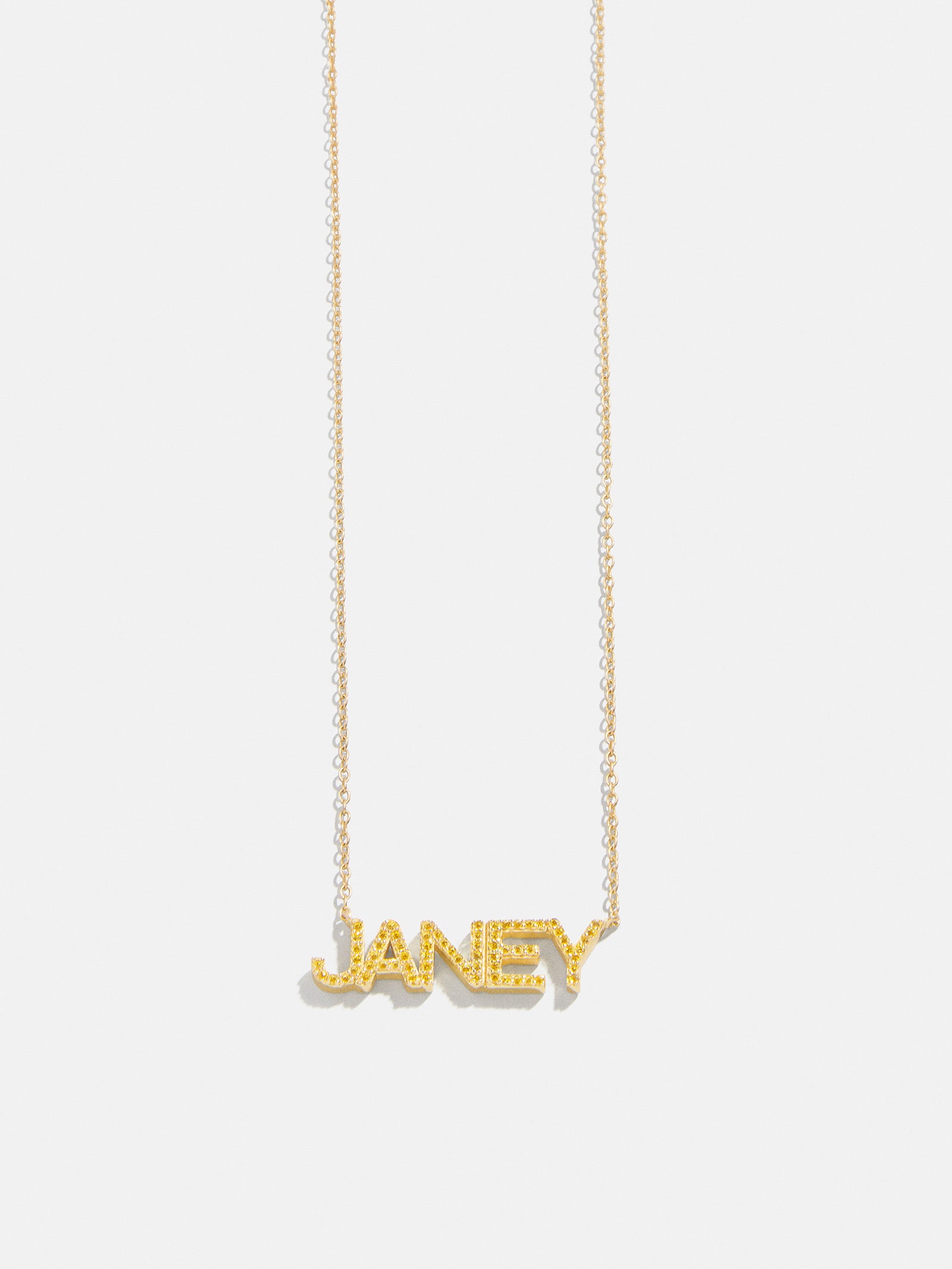 18K Gold Birthstone Custom Nameplate Necklace - Topaz - Image 6