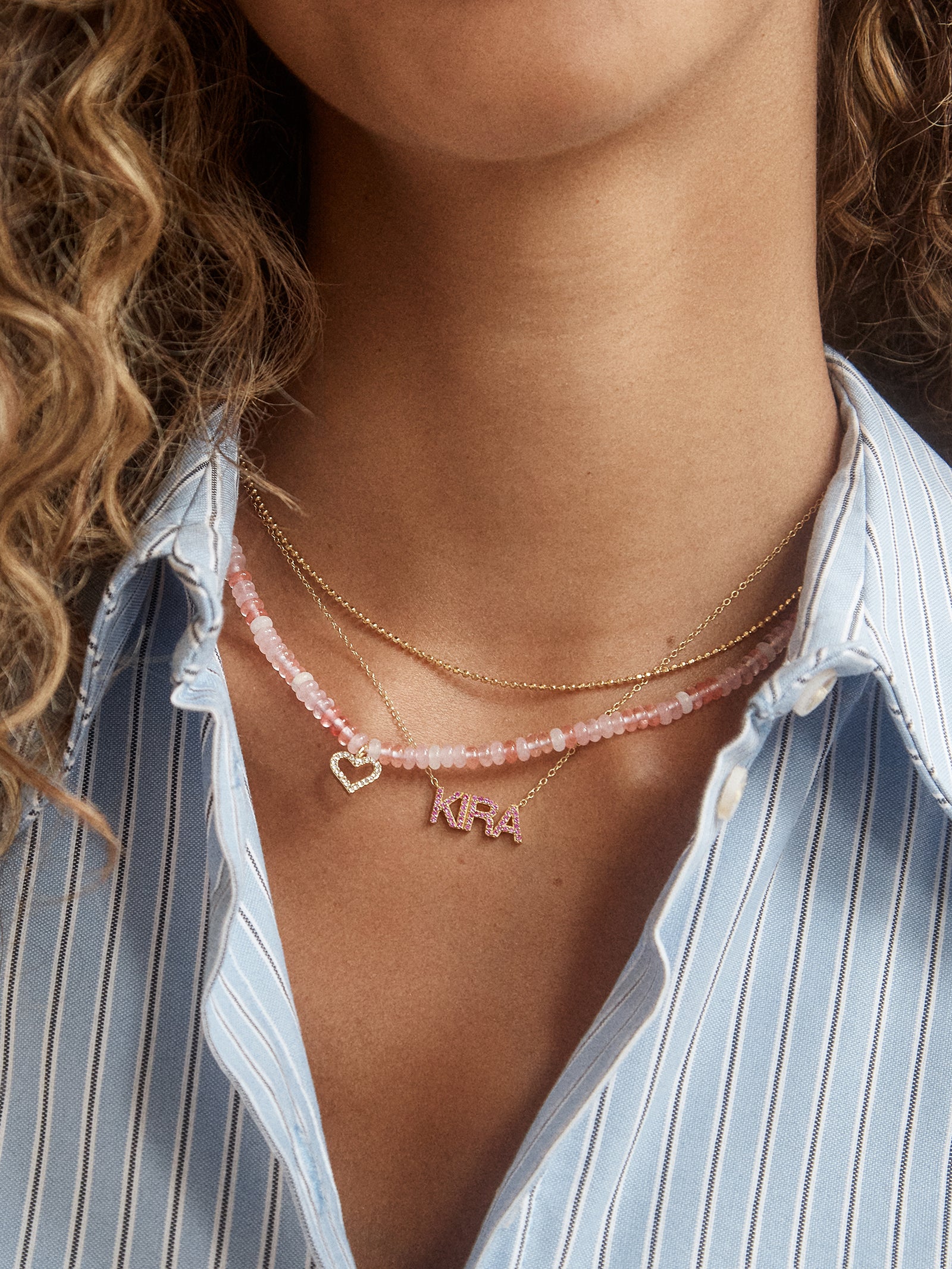 18K Gold Birthstone Custom Nameplate Necklace - Sapphire - Image 7