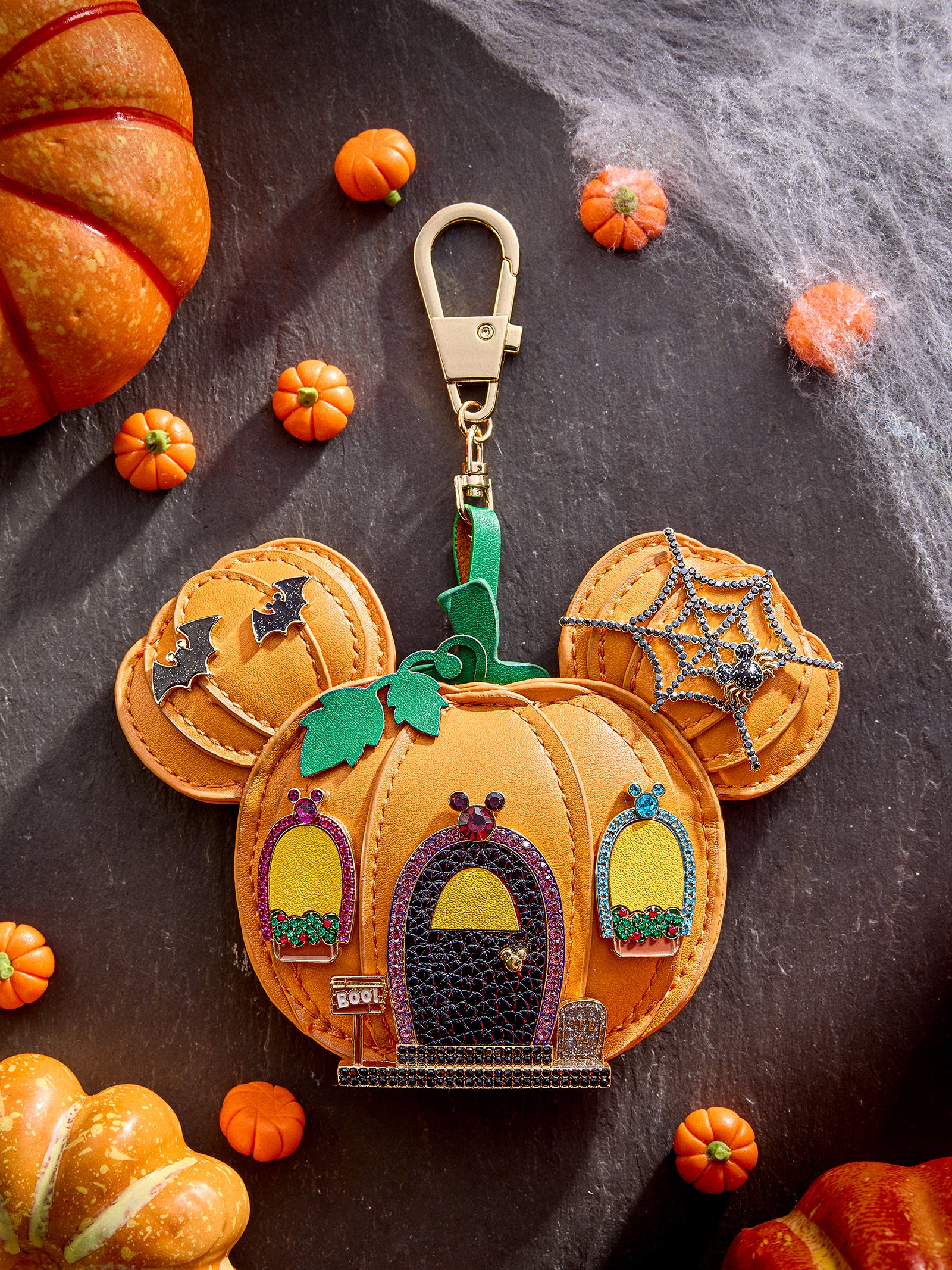 Disney Mickey Mouse Haunted Pumpkin Puff Bag Charm - Haunted House Bag Charm
