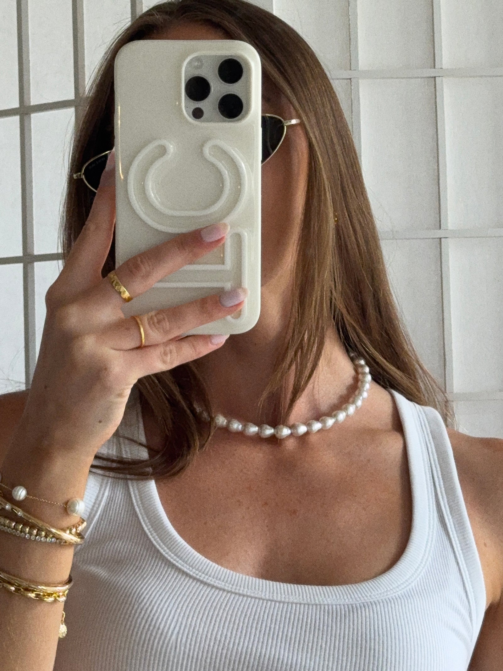 Ondine Pearl Collar Necklace - White - Image 2