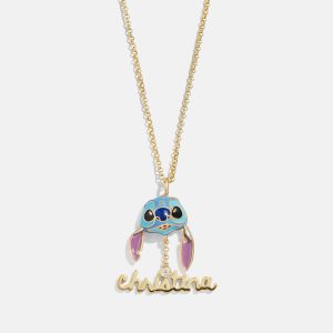 Disney Stitch Custom Nameplate Pendant - Gold/Blue