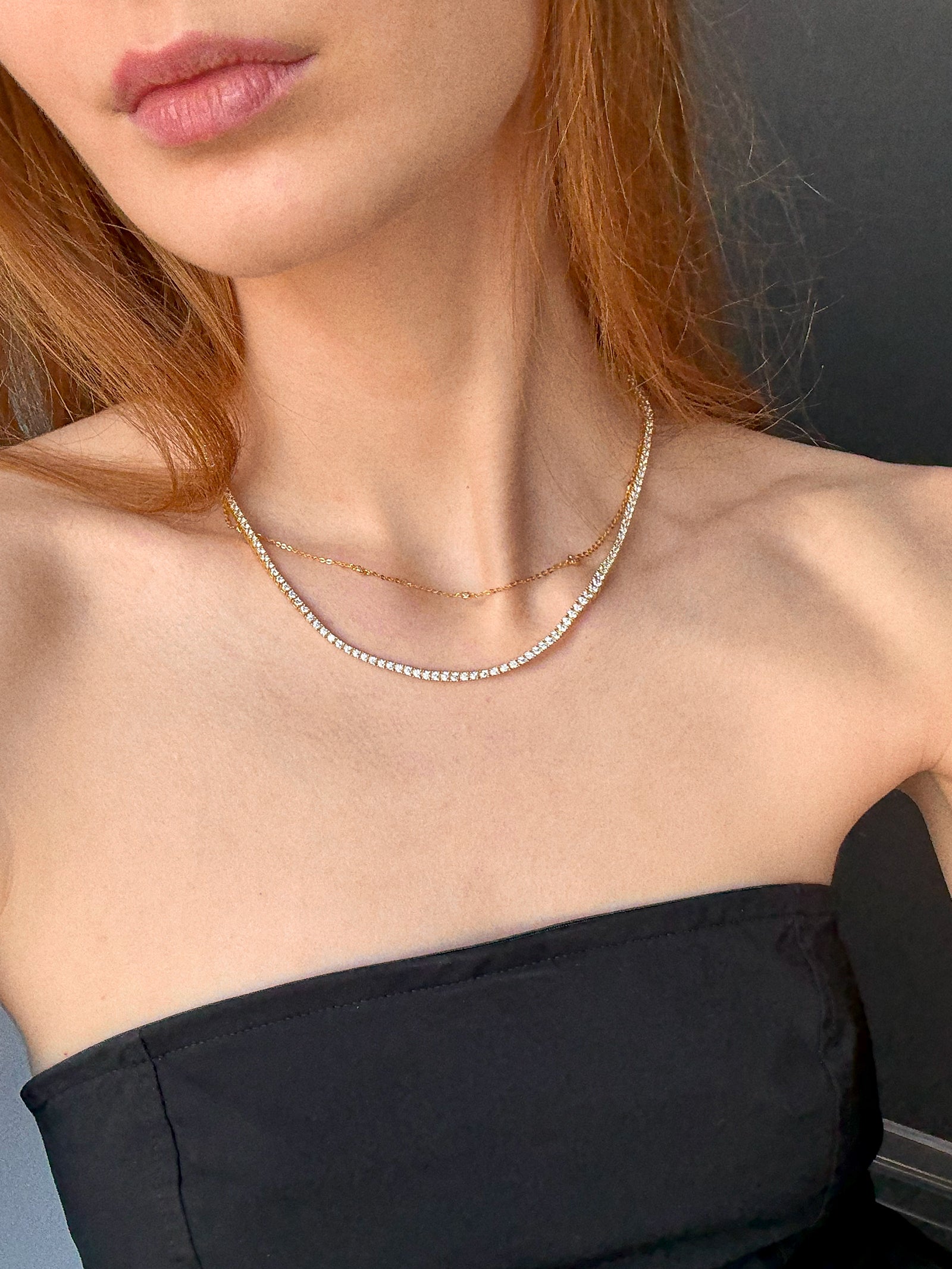 Billie 18K Gold Tennis Necklace - 18K Gold Plated Sterling Silver - Image 6