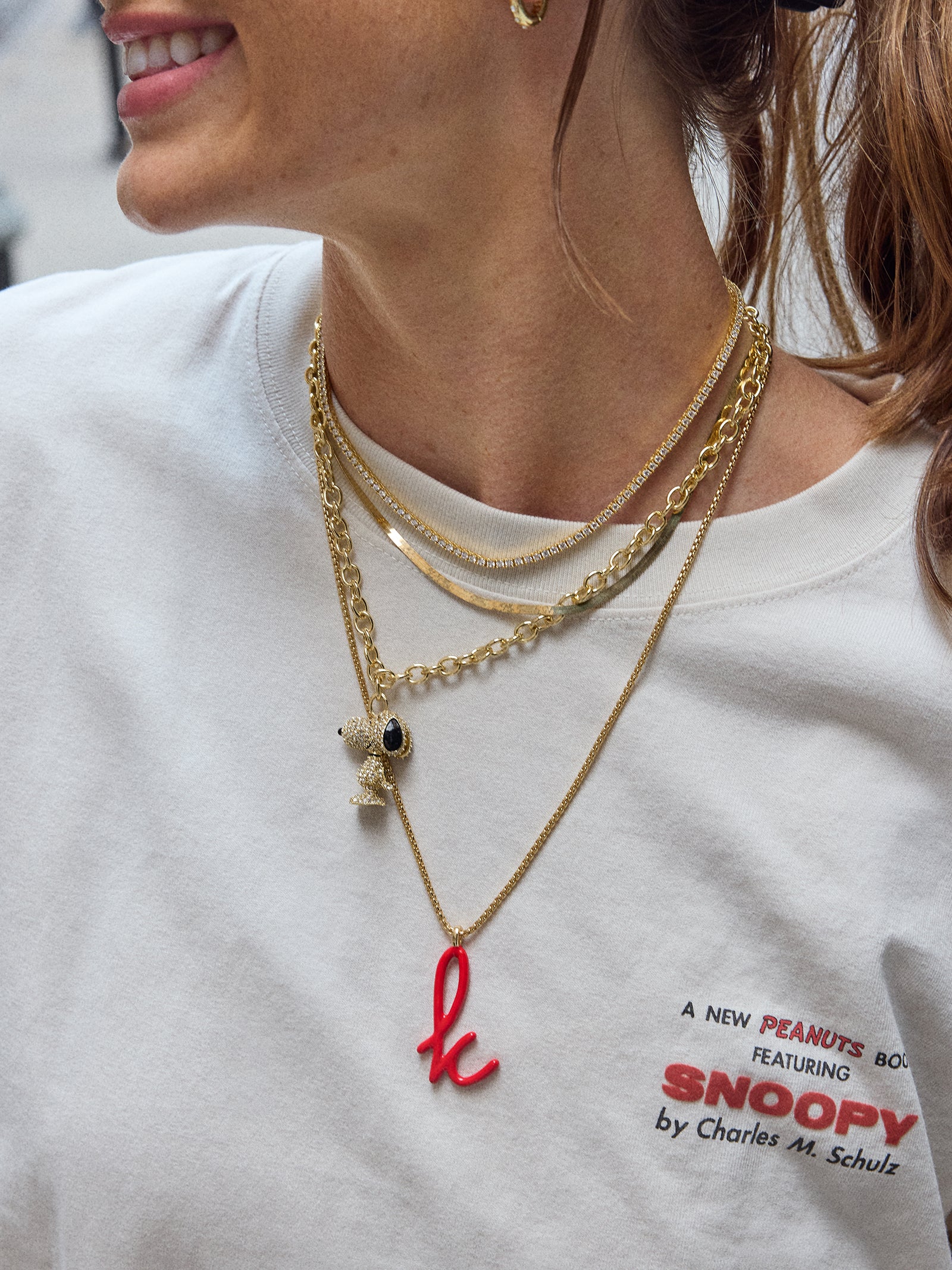 Peanuts Snoopy Pendant Necklace - Gold/Pav?? - Image 2