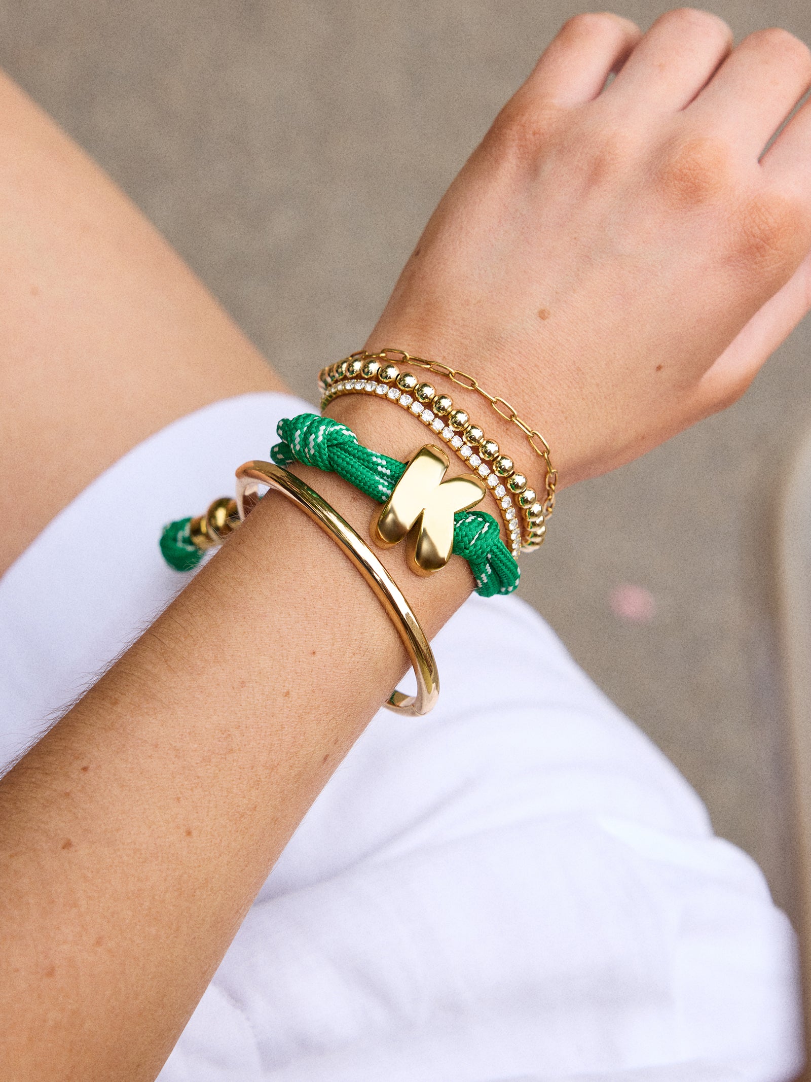 Knotty Initial Bracelet - Bright Green - Image 5