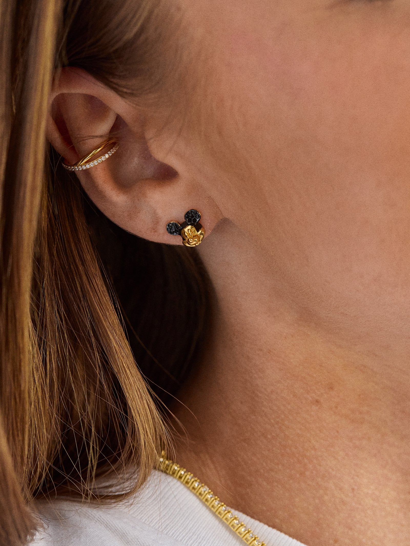 Disney Mickey Mouse 18K Gold Plated Sterling Silver Crystal Studs - Mickey Mouse - Image 4