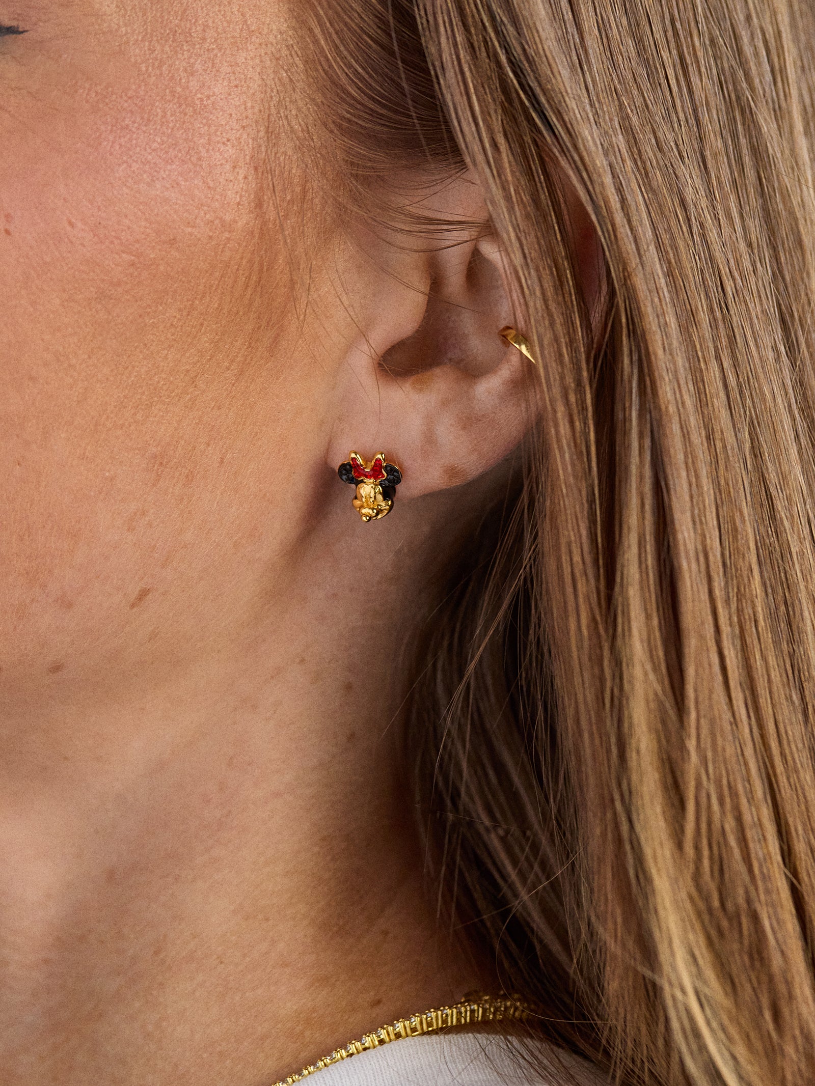 Disney Minnie Mouse 18K Gold Plated Sterling Silver Crystal Studs - Minnie Mouse - Image 2