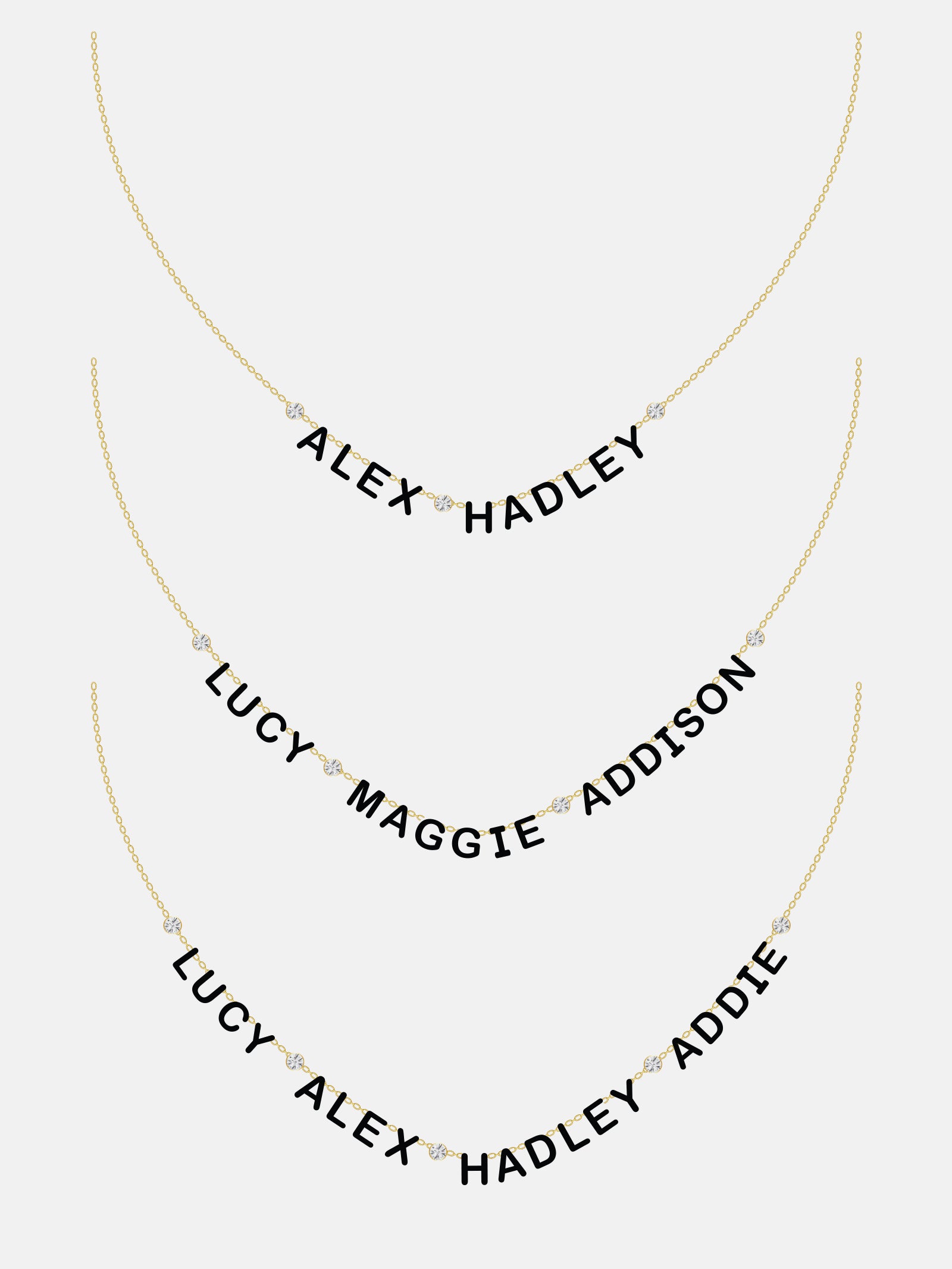 14K Gold Custom Multi Name Necklace - 3 Names - Image 4
