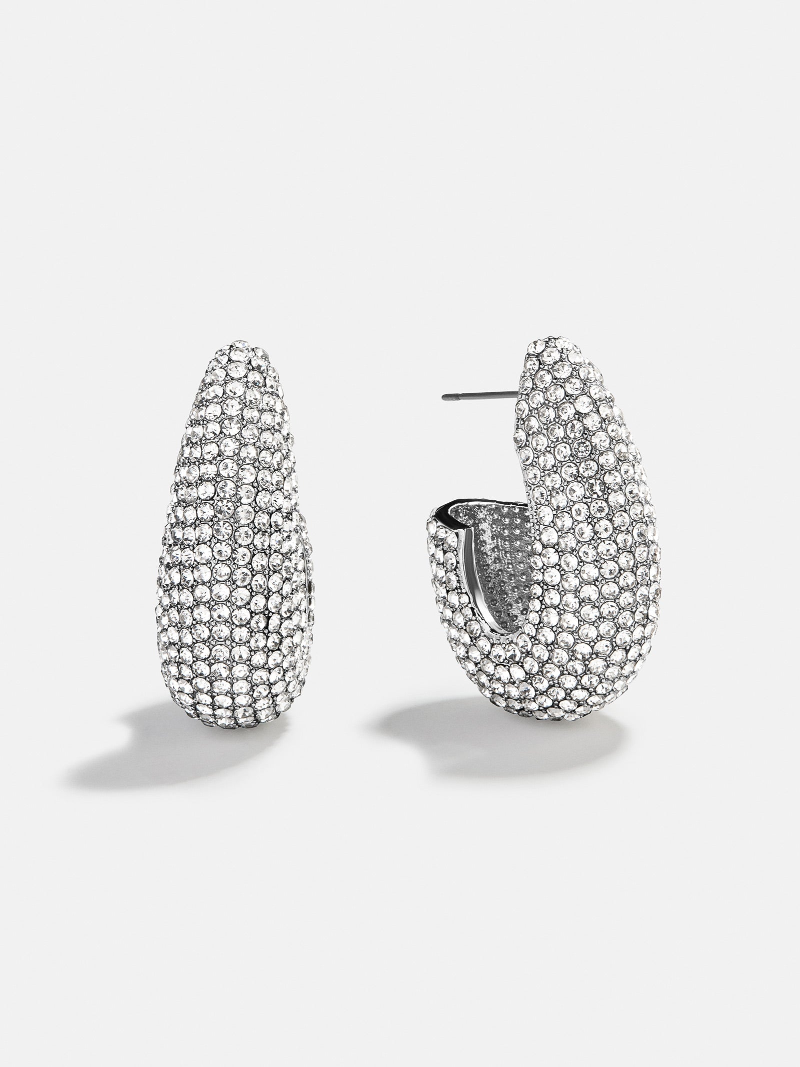 Sloane Crystal Hoop Earrings - Silver/Pav??
