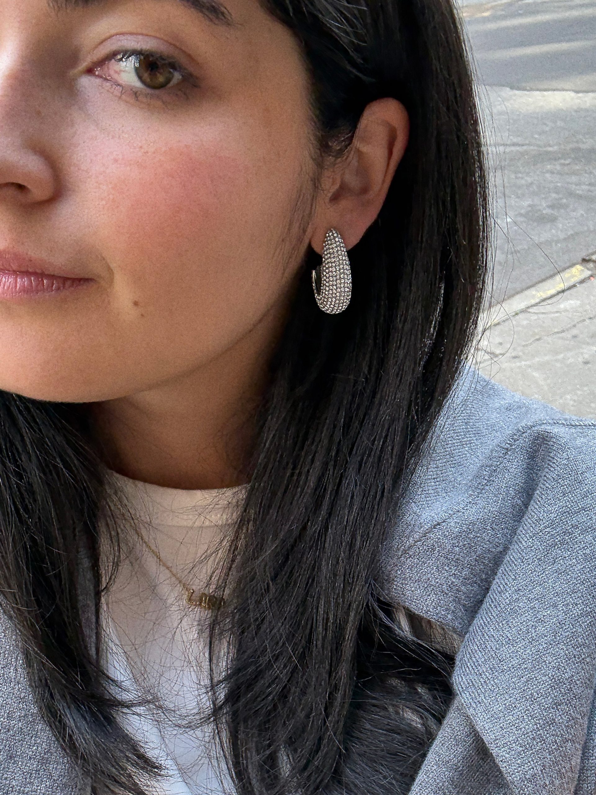 Sloane Crystal Hoop Earrings - Silver/Pav?? - Image 2