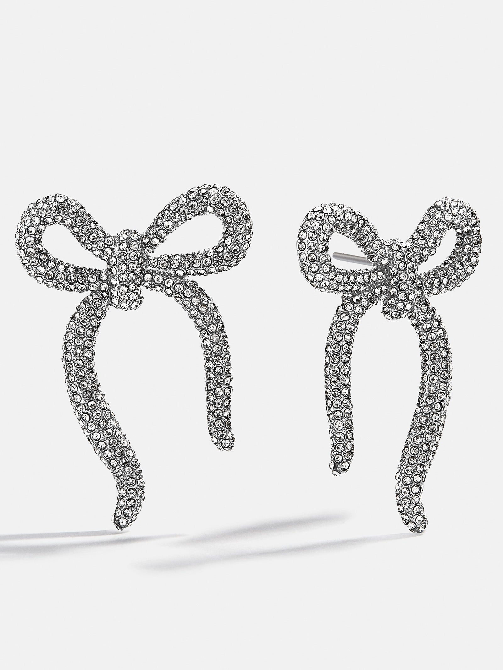 Suki Bow Earrings - Silver/Pav??