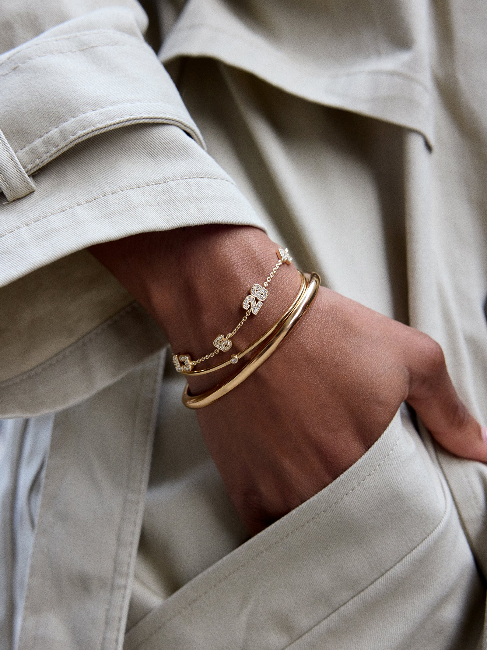 Varsity Number Custom Bracelet - One Gold Station - Image 2