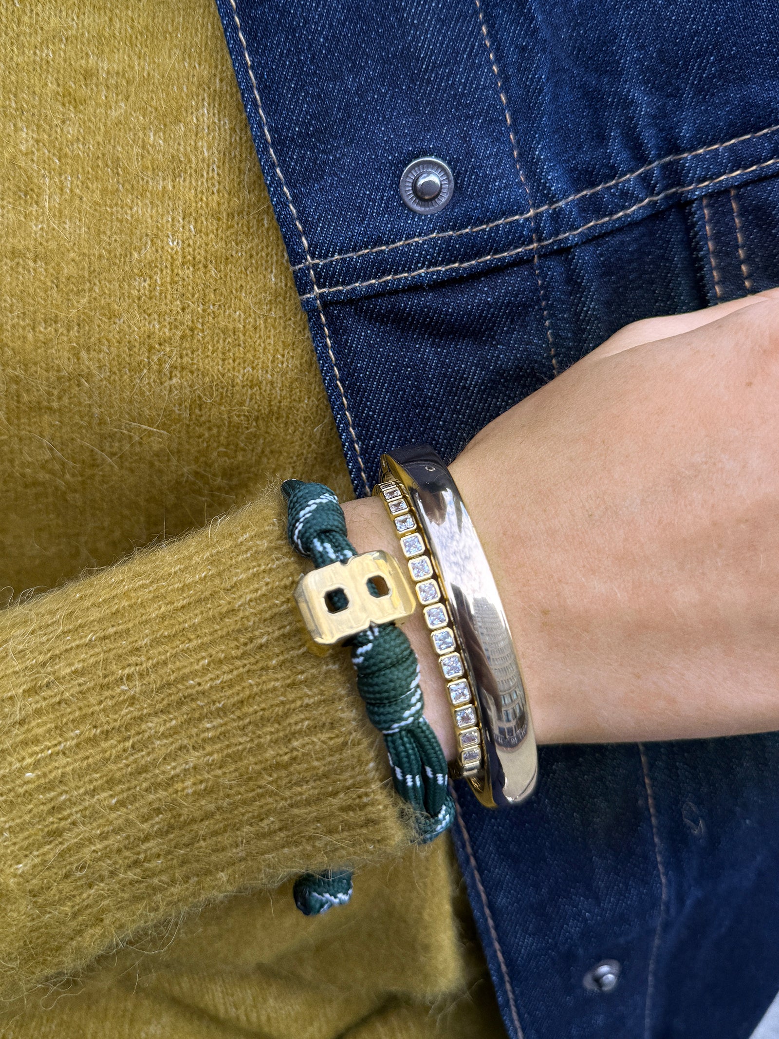 Knotty Varsity Number Custom Bracelet - Dark Green Double Digit - Image 2