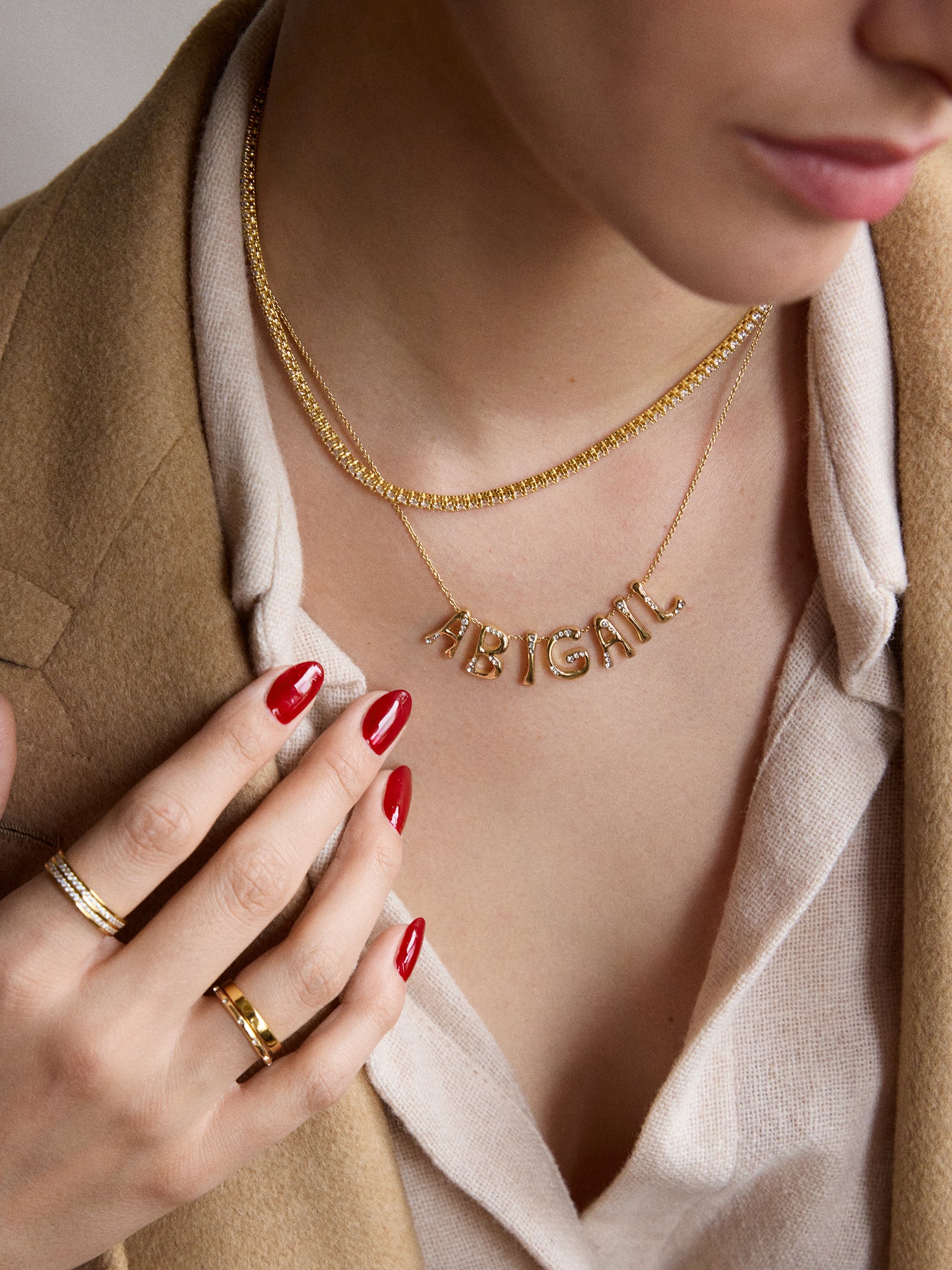 Organic Letter Custom Necklace - Gold/Pav?? - Image 2