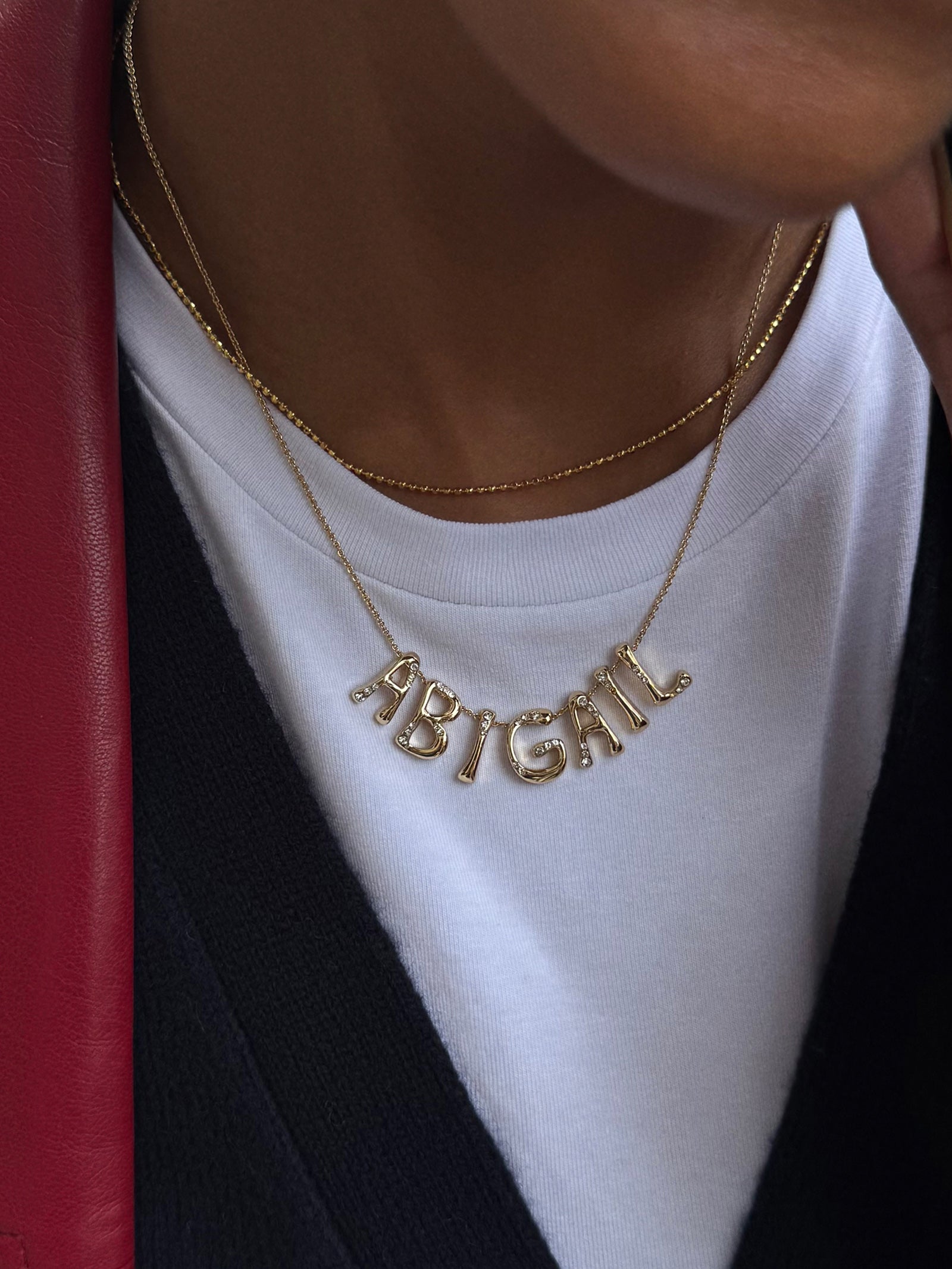 Organic Letter Custom Necklace - Gold/Pav?? - Image 3