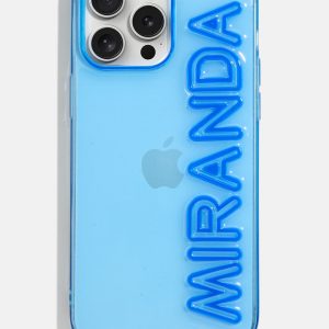 Fine Line Custom iPhone Case - Transparent Blue/Dark Blue