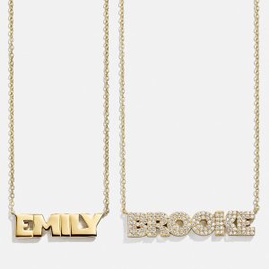18K Gold Custom Nameplate Necklace - Bold