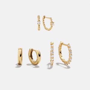 Lauren 18K Gold Earring Set - Gold/Pav??