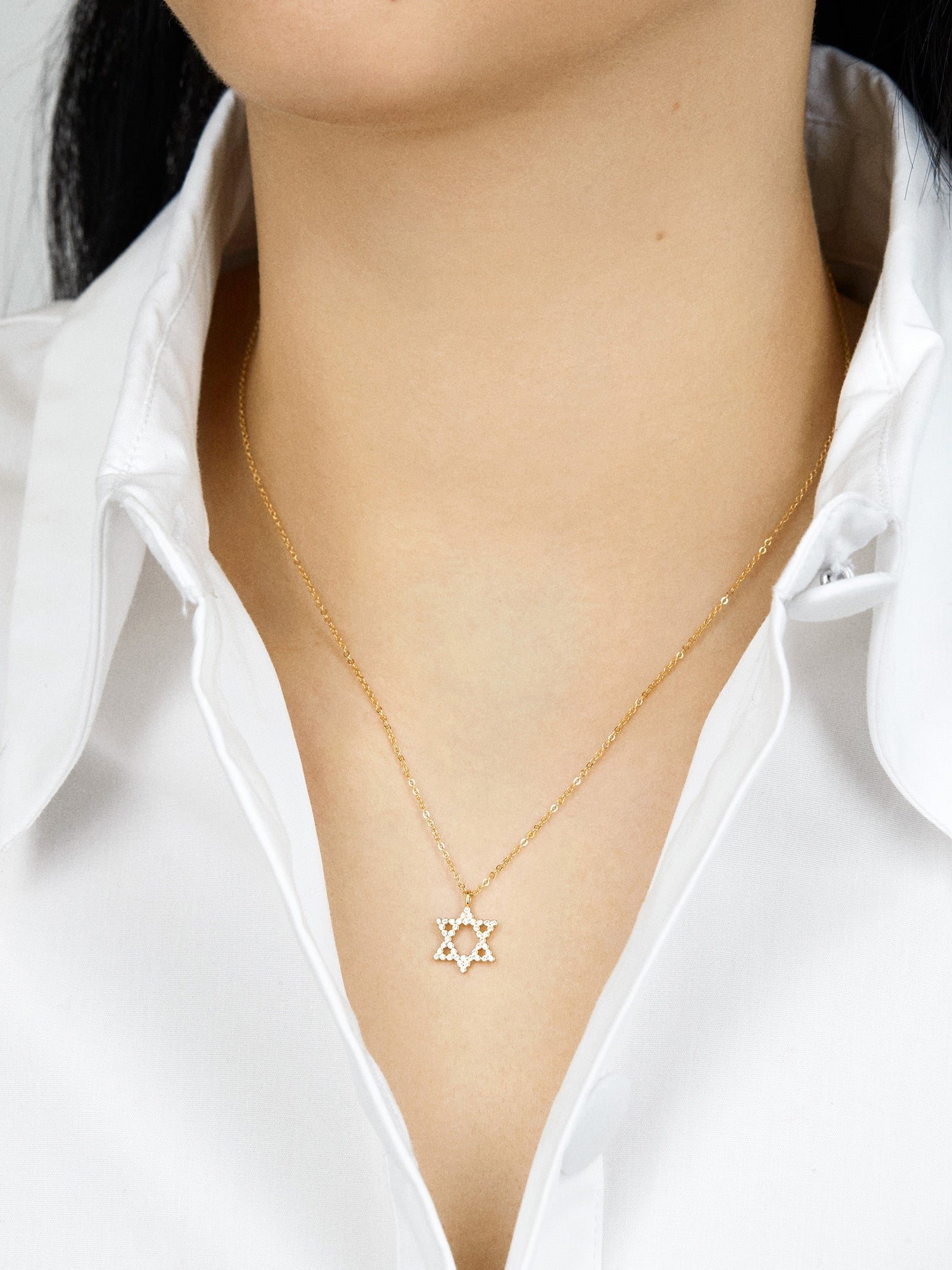 Star of David 18K Gold Necklace - Gold/Pav?? - Image 2