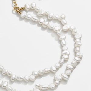 Teagan Pearl Layered Anklet - White