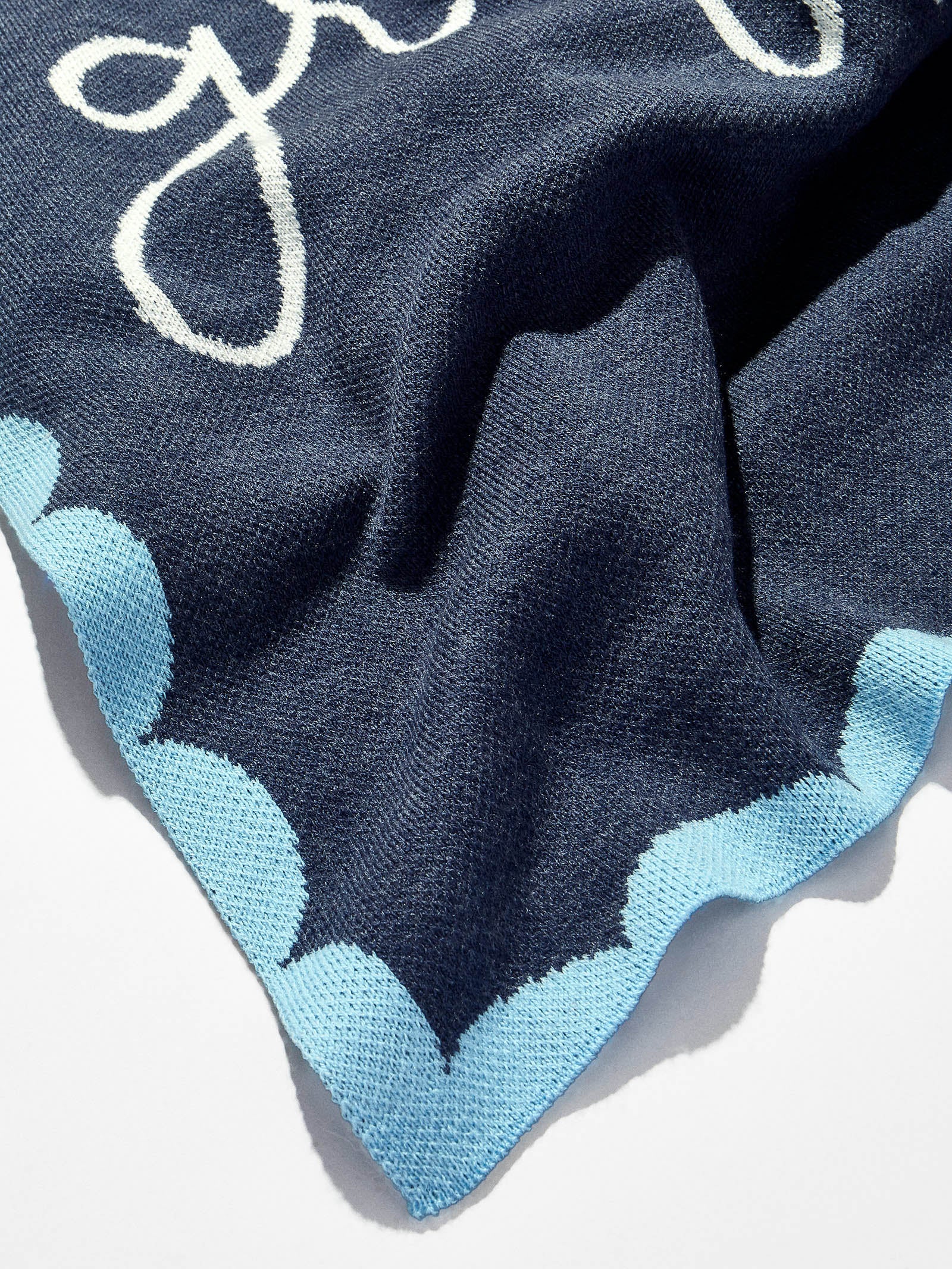 Subtly Scalloped Custom Blanket - Navy/Blue - Image 4