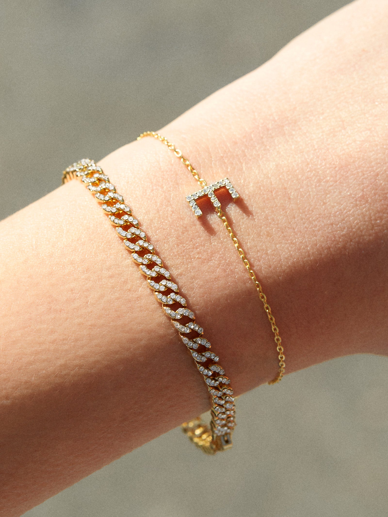 14K Gold & Diamond Initial Bracelet - Gold/Pav?? - Image 2