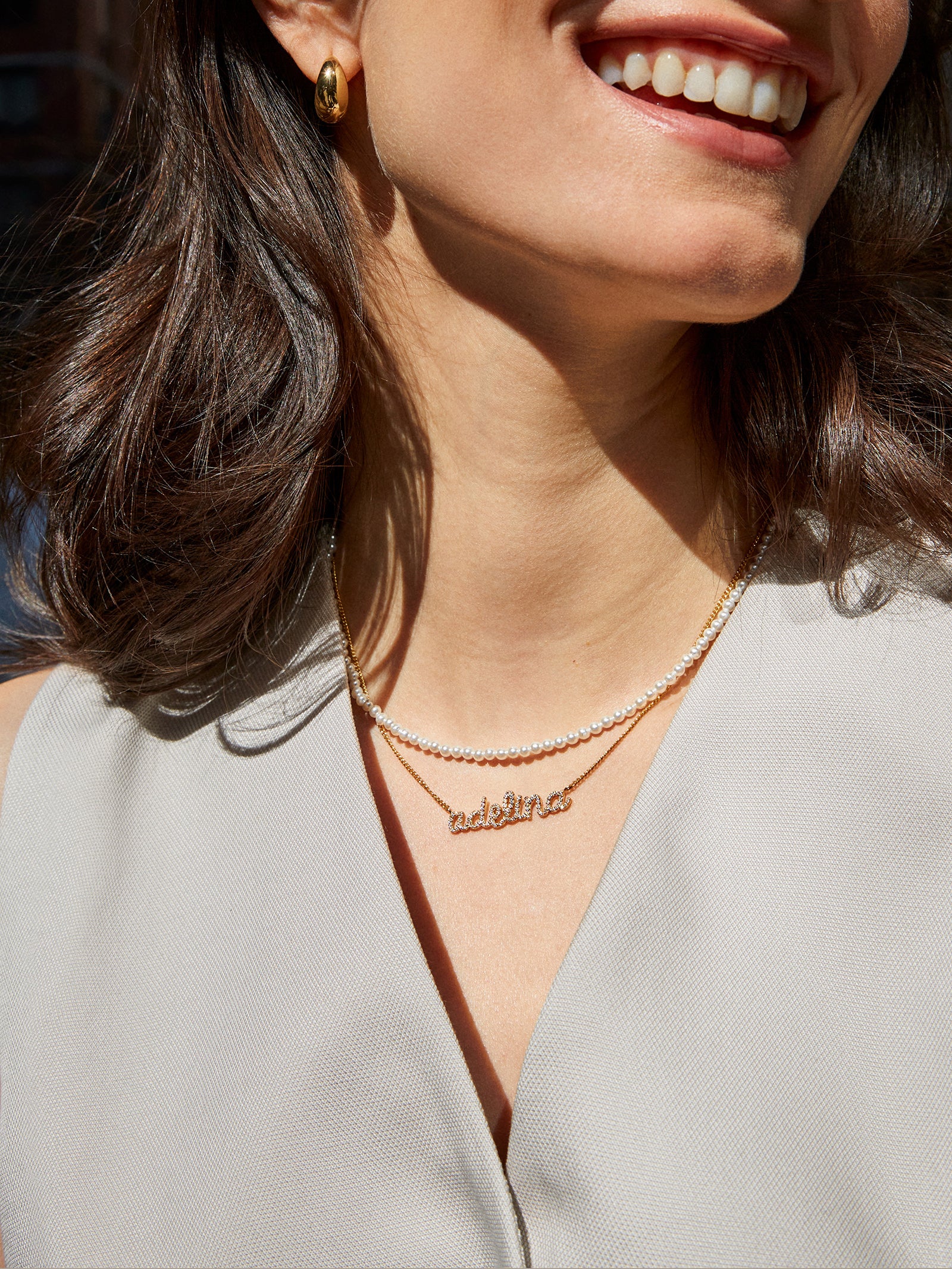 18K Gold Custom Nameplate Necklace - Script - Image 6