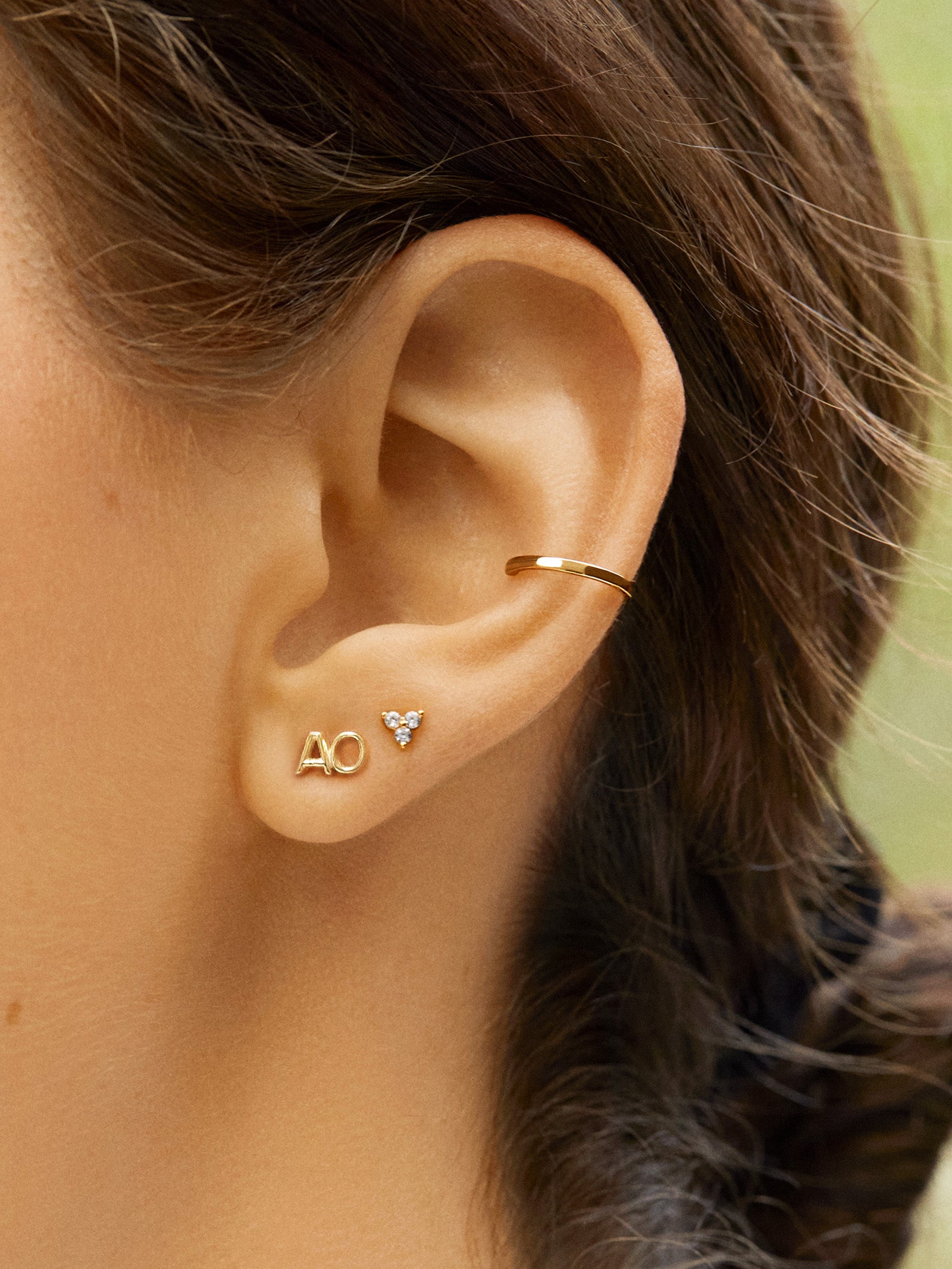 Single 18K Gold Double Initial Earring - Gold - Image 2