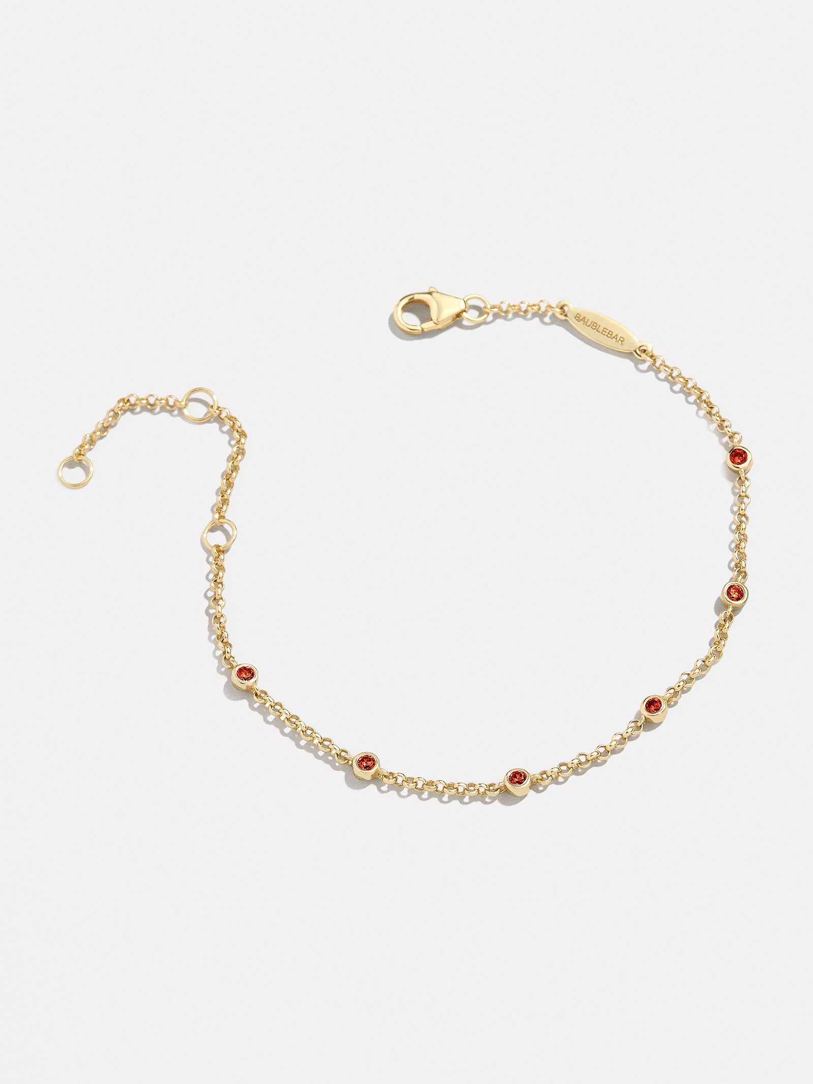 Yasmine 18K Gold Birthstone Bracelet - Garnet - Image 3