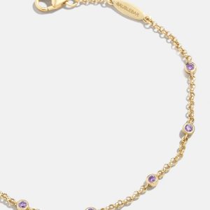 Yasmine 18K Gold Birthstone Bracelet - Amethyst