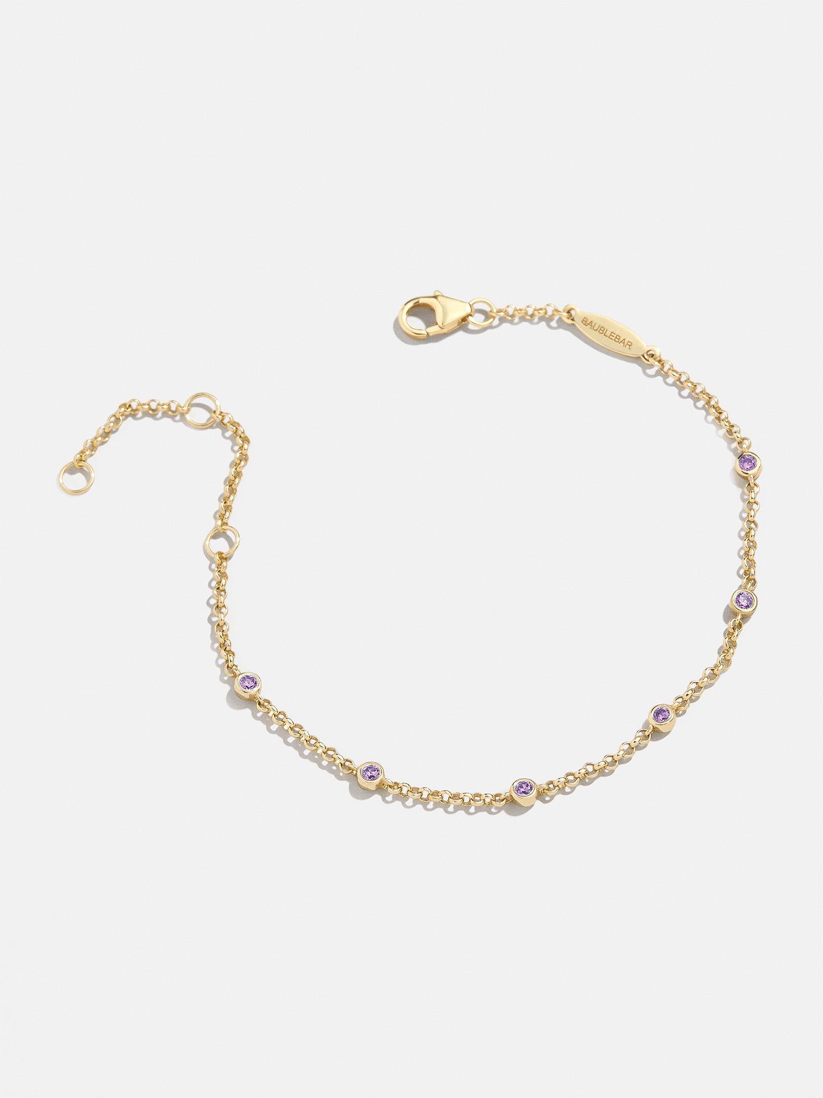 Yasmine 18K Gold Birthstone Bracelet - Amethyst - Image 3