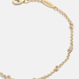Yasmine 18K Gold Birthstone Bracelet - Light Amethyst