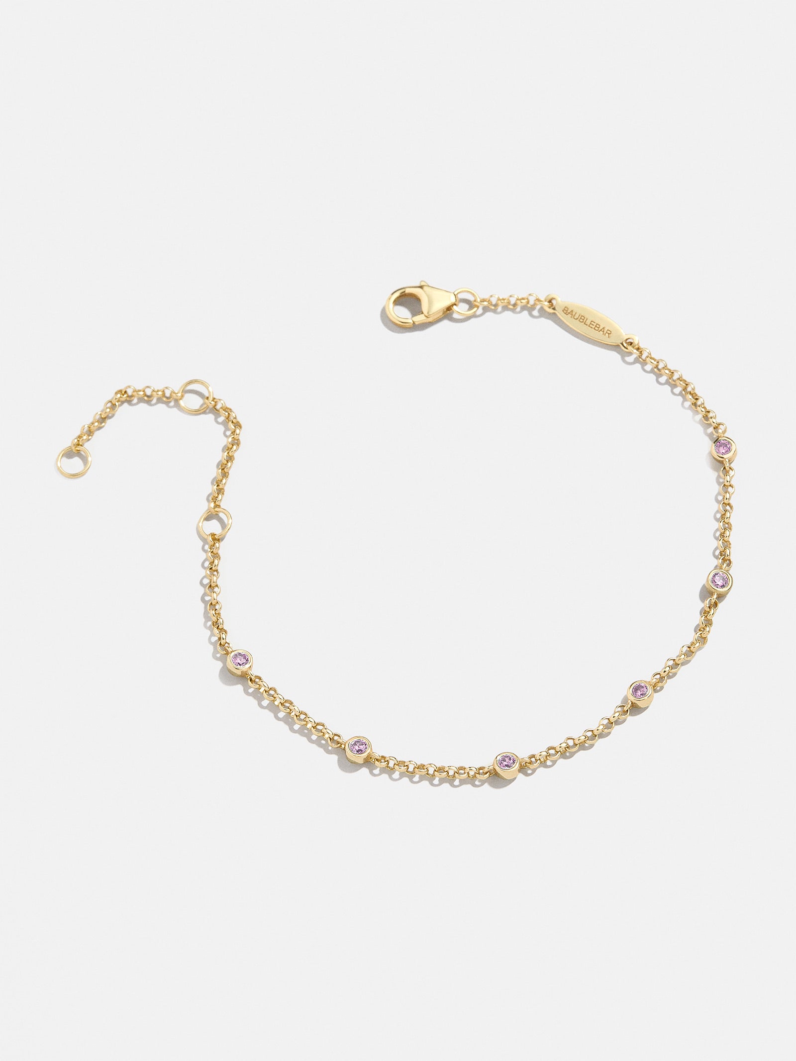 Yasmine 18K Gold Birthstone Bracelet - Light Amethyst - Image 3