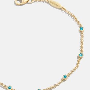 Yasmine 18K Gold Birthstone Bracelet - Blue Zircon