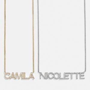 18K Gold Custom Nameplate Necklace - Block